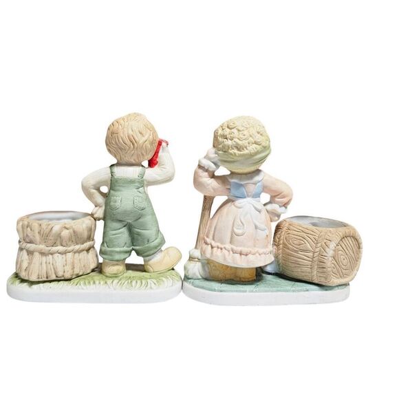 Beacon Hill Vintage Candle Holders Girl and Boy Figurines Set of Two 1980s - Picture 2 of 8